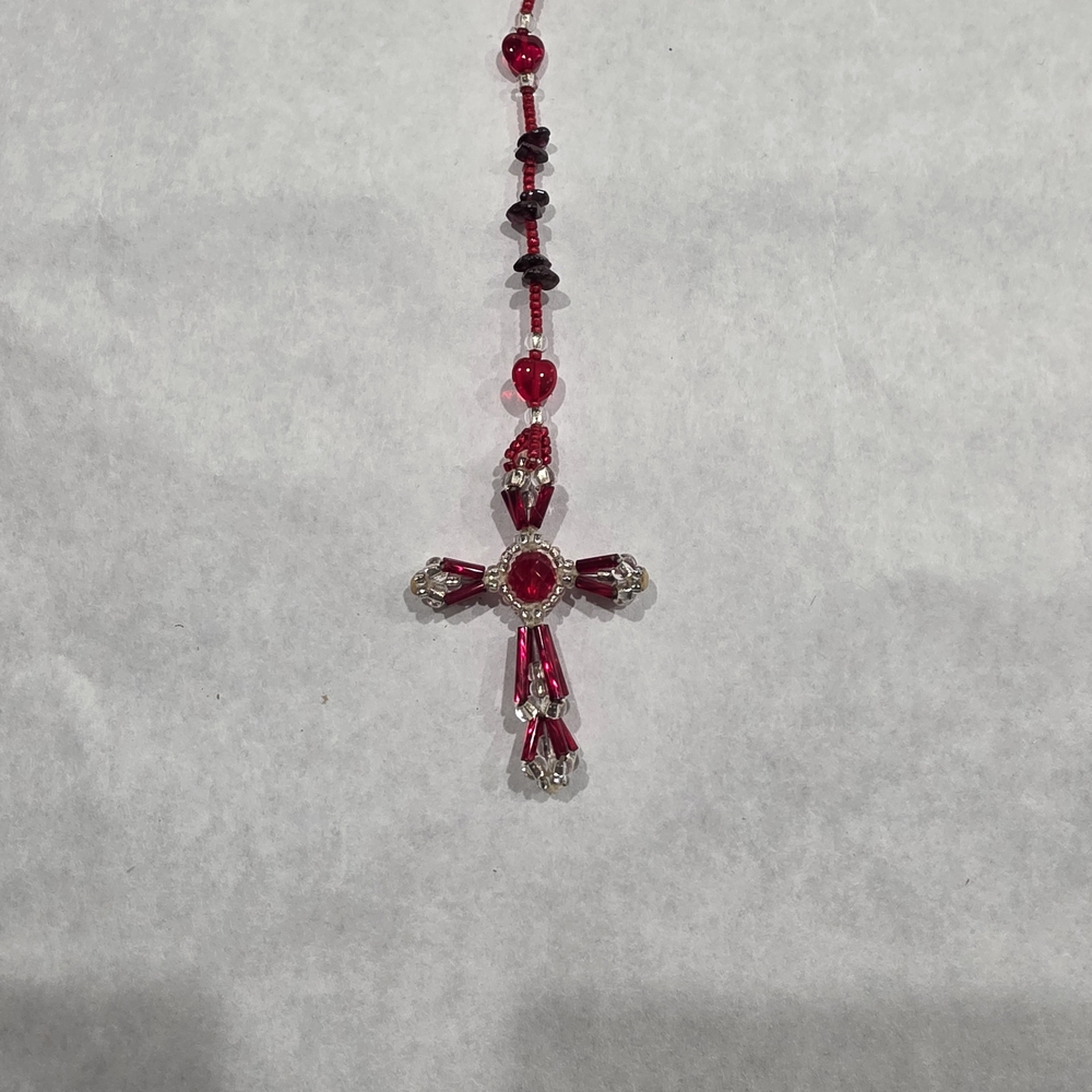 Radiant Red and Silver Cross Necklace